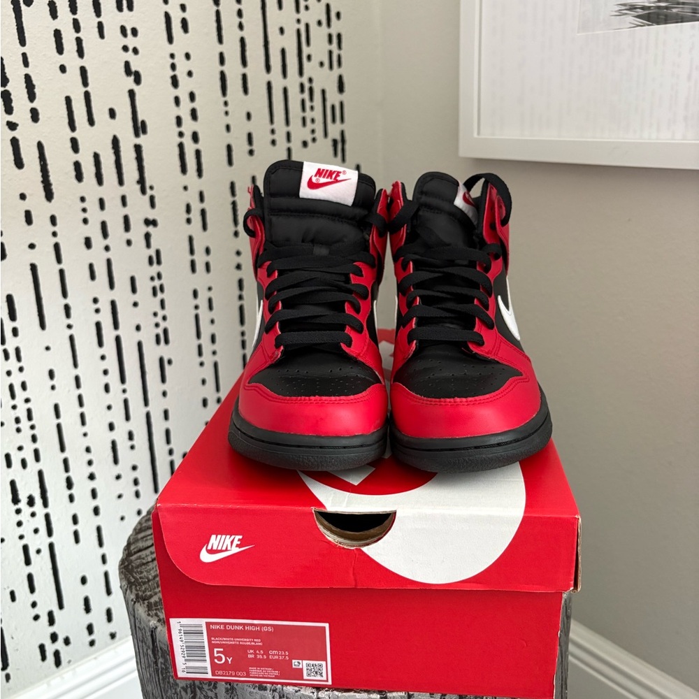 Nike Kids Red and Black High-Top Sneakers